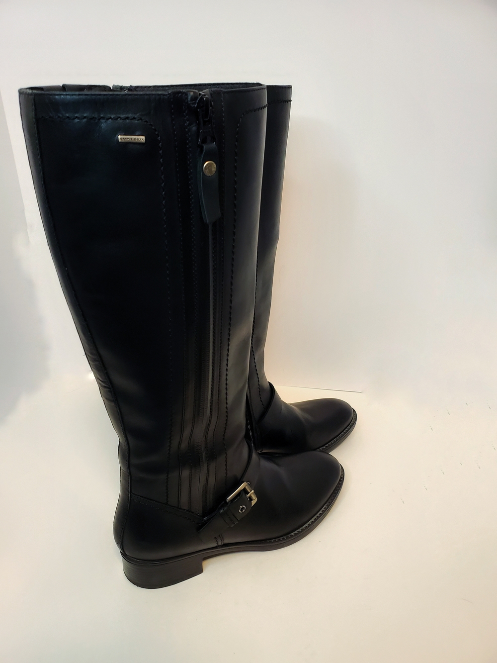Geox Waterproof Black Leather Riding Boots - Women's, Size 6 - Picture 6 of 8